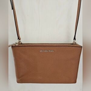 Michael Kors Two Toned Tan Leather Crossbody Bag